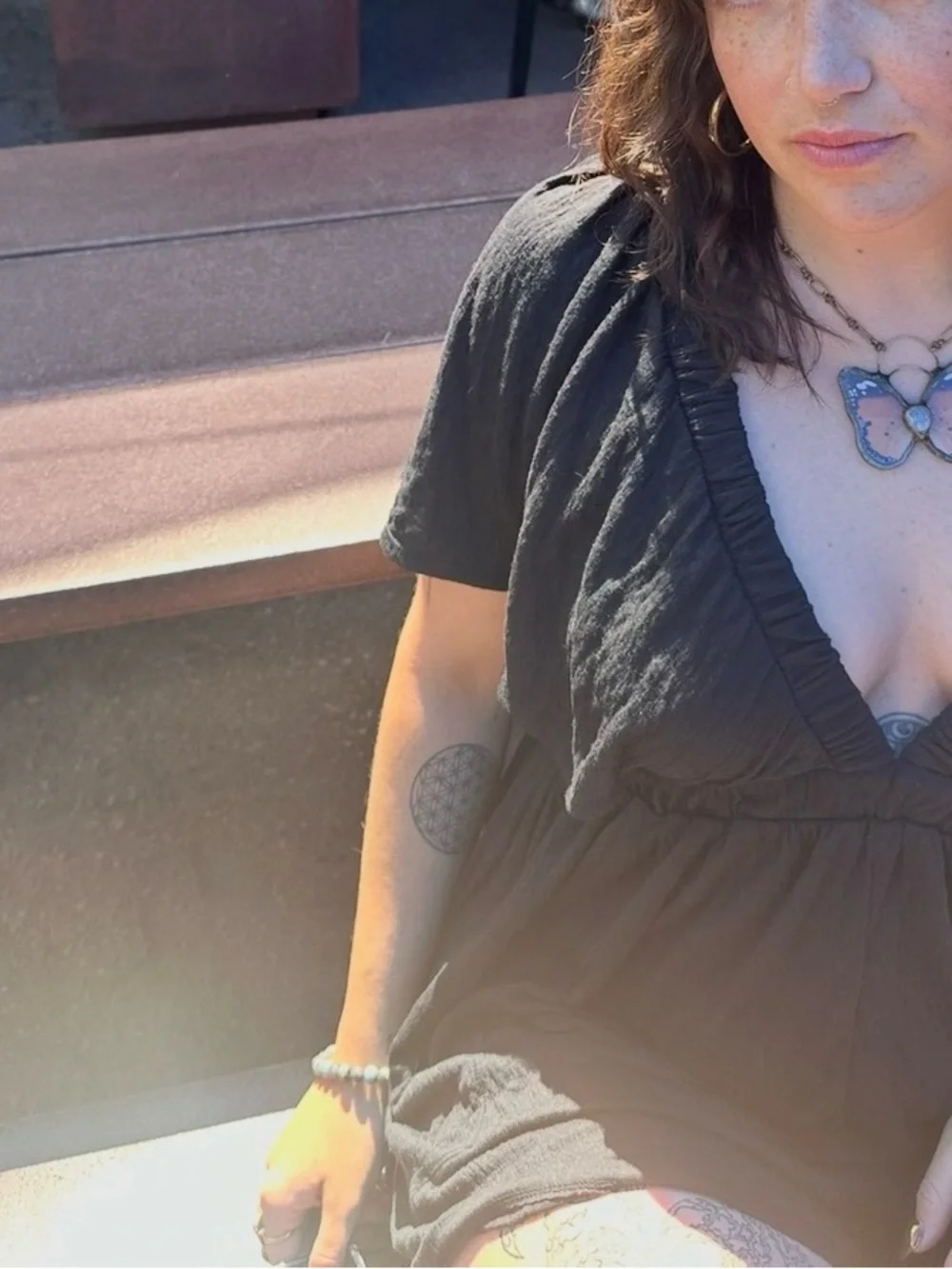 Free People Black Deep V Romper